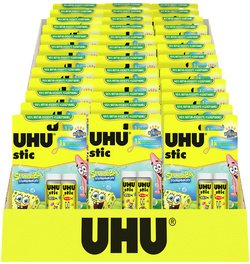 UHU Bâton de colle stic Bob l'éponge, 5 x 8,2 g, présentoir