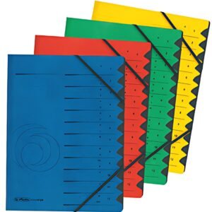 herlitz Trieur easyorga, A4, carton, 12 compartiments, bleu