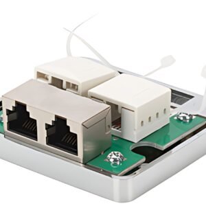 DIGITUS Boîtier en saillie Cat.6, 2 x RJ45, blindé, argent