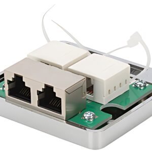 DIGITUS Boîtier en saillie Cat.6A, 2 x RJ45, blindé, argent