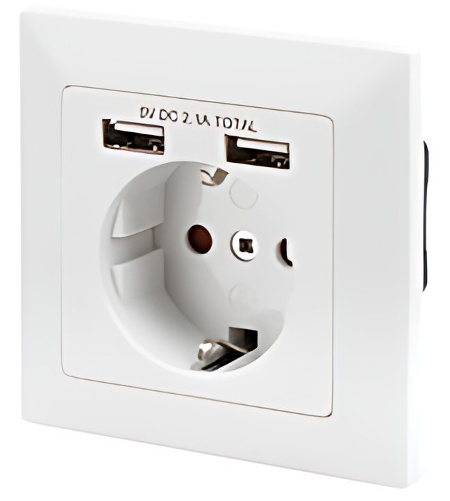 DIGITUS prise encastrée, blanche, avec 2x ports USB, blanche