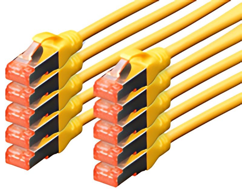 DIGITUS Câble de brassage Cat.6, S/FTP, 0,5 m, par 10, jaune