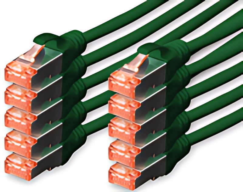 DIGITUS Câble de brassage Cat.6, S/FTP, 3,0 m, par 10, vert