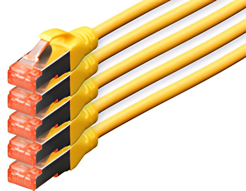 DIGITUS Câble patch Cat. 6, S/FTP, 10,0 m, set de 5, jaune