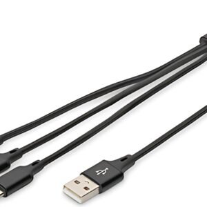 DIGITUS Câble de charge 3-en-1, USB A-Lightning + Micro USB
