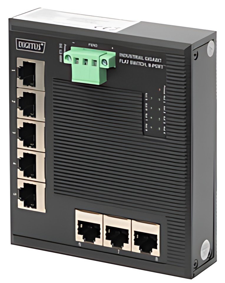 DIGITUS Commutateur industriel plat Gigabit, 8 ports, IP40