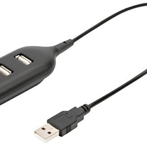 DIGITUS Hub USB 2.0, 4 ports, longueur câble : 300 mm, noir