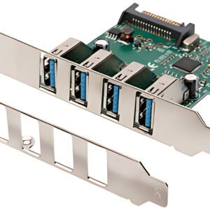 DIGITUS Carte réseau PCI Express USB 3.0, 4 ports, 5 Gbit/s.
