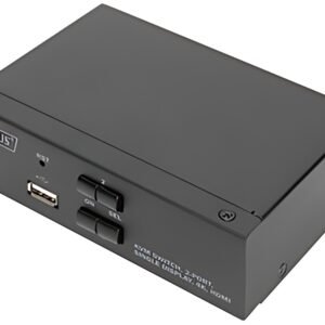 DIGITUS Commutateur KVM, 2 ports, simple affichage, 4K, HDMI
