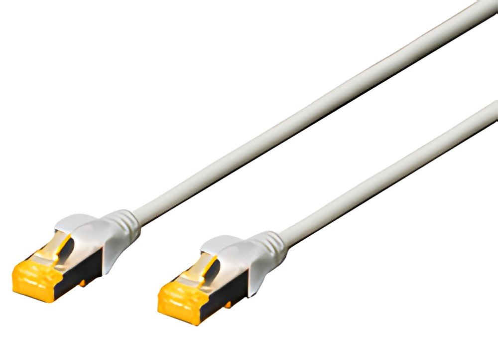 DIGITUS Câble de brassage Cat.6A, S/FTP, 0,25m, par 10, gris