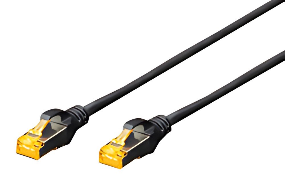DIGITUS Câble de brassage Cat.6A, S/FTP, 0,5 m, par 10, noir