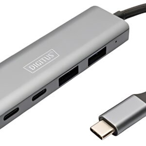 DIGITUS Hub USB-C, 4 ports, 2x USB A + 2x USB-C, gris foncé