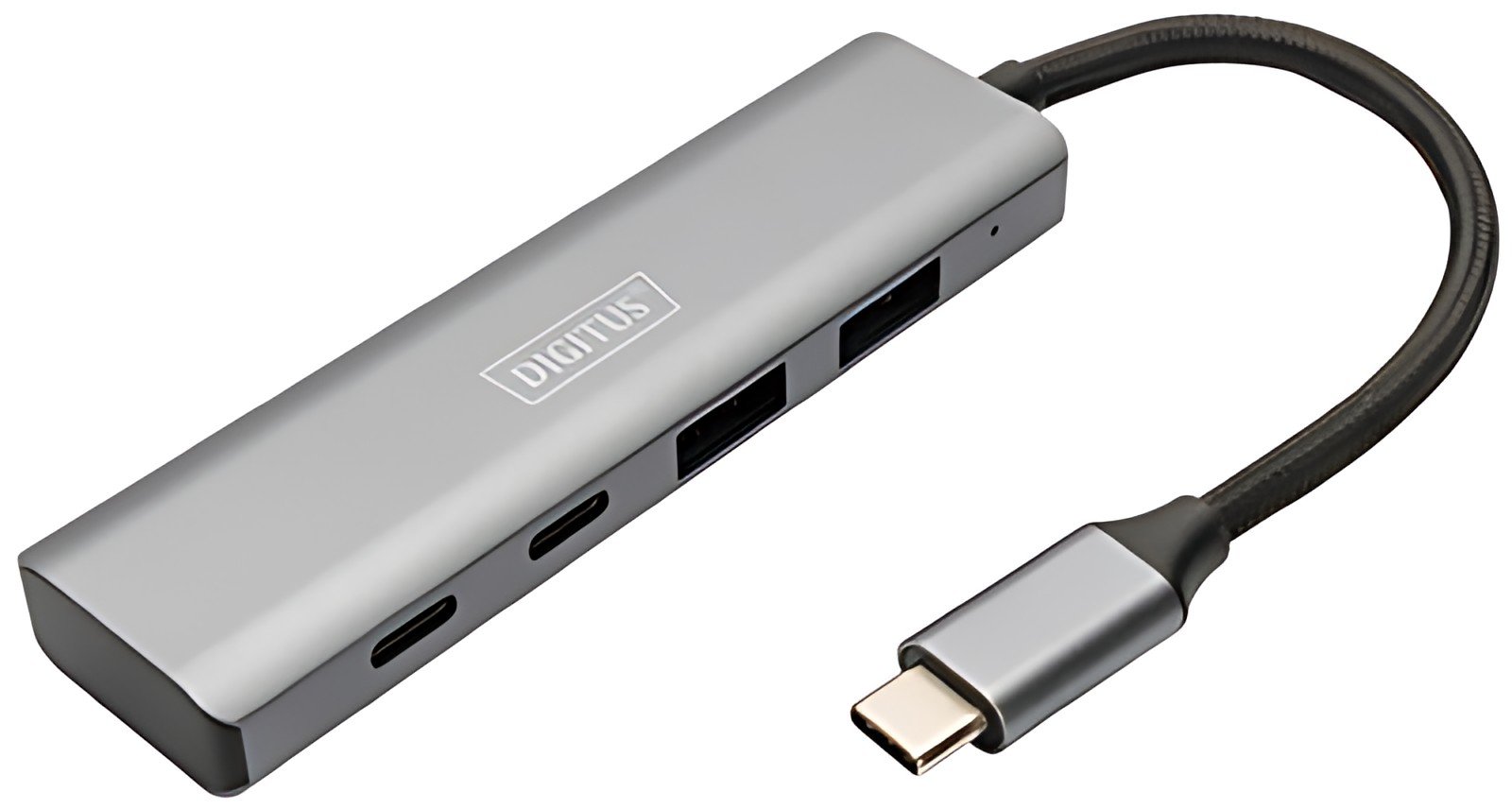DIGITUS Hub USB-C, 4 ports, 2x USB A + 2x USB-C, gris foncé