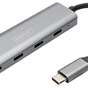 DIGITUS Hub USB-C, 4 ports, 4x USB C 3.1 Gen 1, gris foncé
