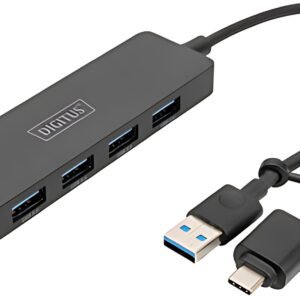 DIGITUS Hub USB 3.0, 4 ports, Slim Line, noir