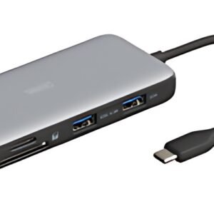 DIGITUS Station d'accueil USB-C, 8 ports, gris/noir