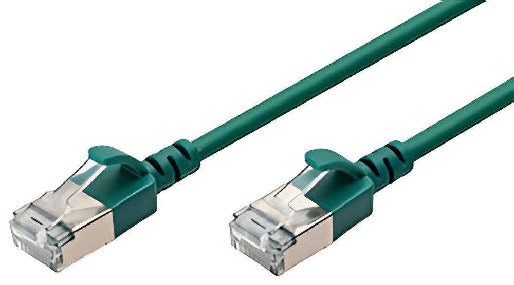 DIGITUS Câble de brassage Slim, cat. 6A, F/FTP, 0,3 m, vert