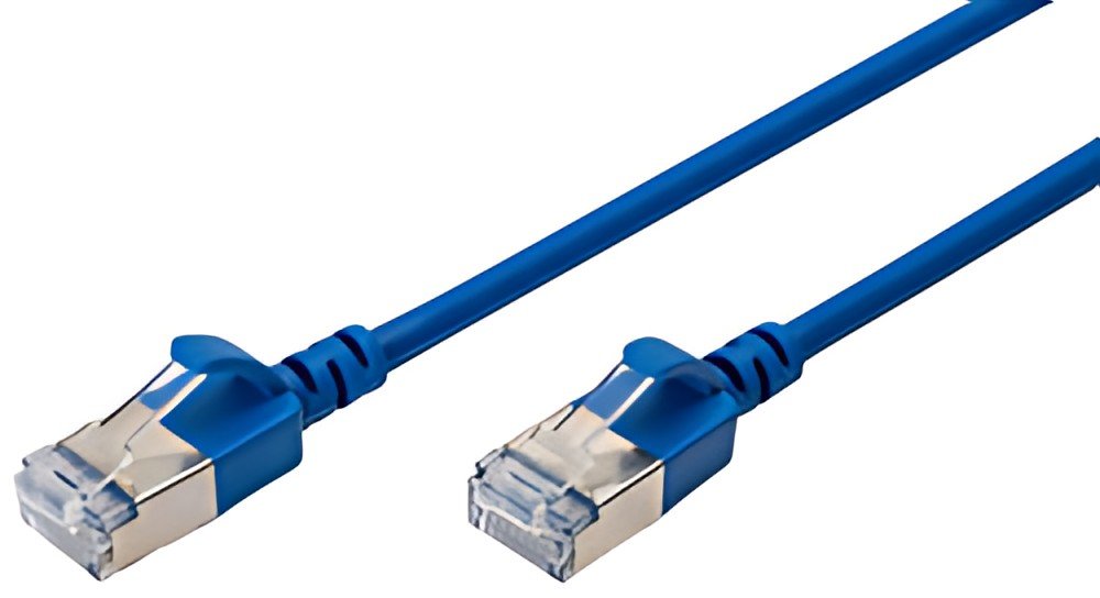 DIGITUS Câble de brassage Slim, cat. 6A, F/FTP, 5,0 m, bleu