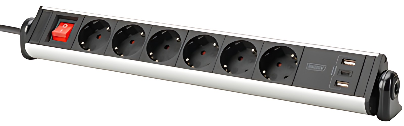 Multiprise de bureau DIGITUS, 6 prises, 3x USB, interrupteur