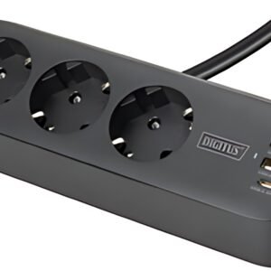Multiprise DIGITUS, 3 prises + 3x USB, noir