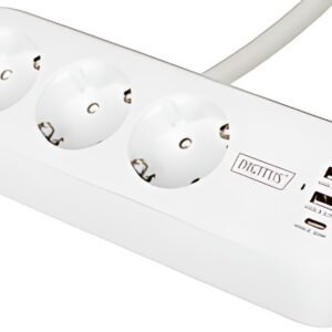 Multiprise DIGITUS, 3 prises + 3x USB, blanc