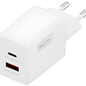 DIGITUS Chargeur secteur USB GaN, USB-C/USB-A, 45 W, blanc