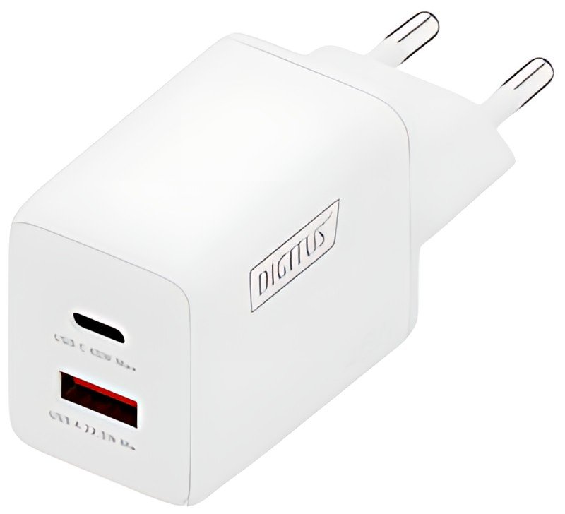 DIGITUS Chargeur secteur USB GaN, USB-C/USB-A, 45 W, blanc