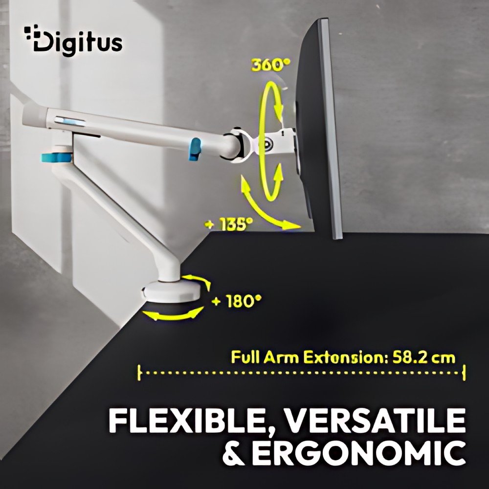 DIGITUS Bras support pour écran, avec pince, noir