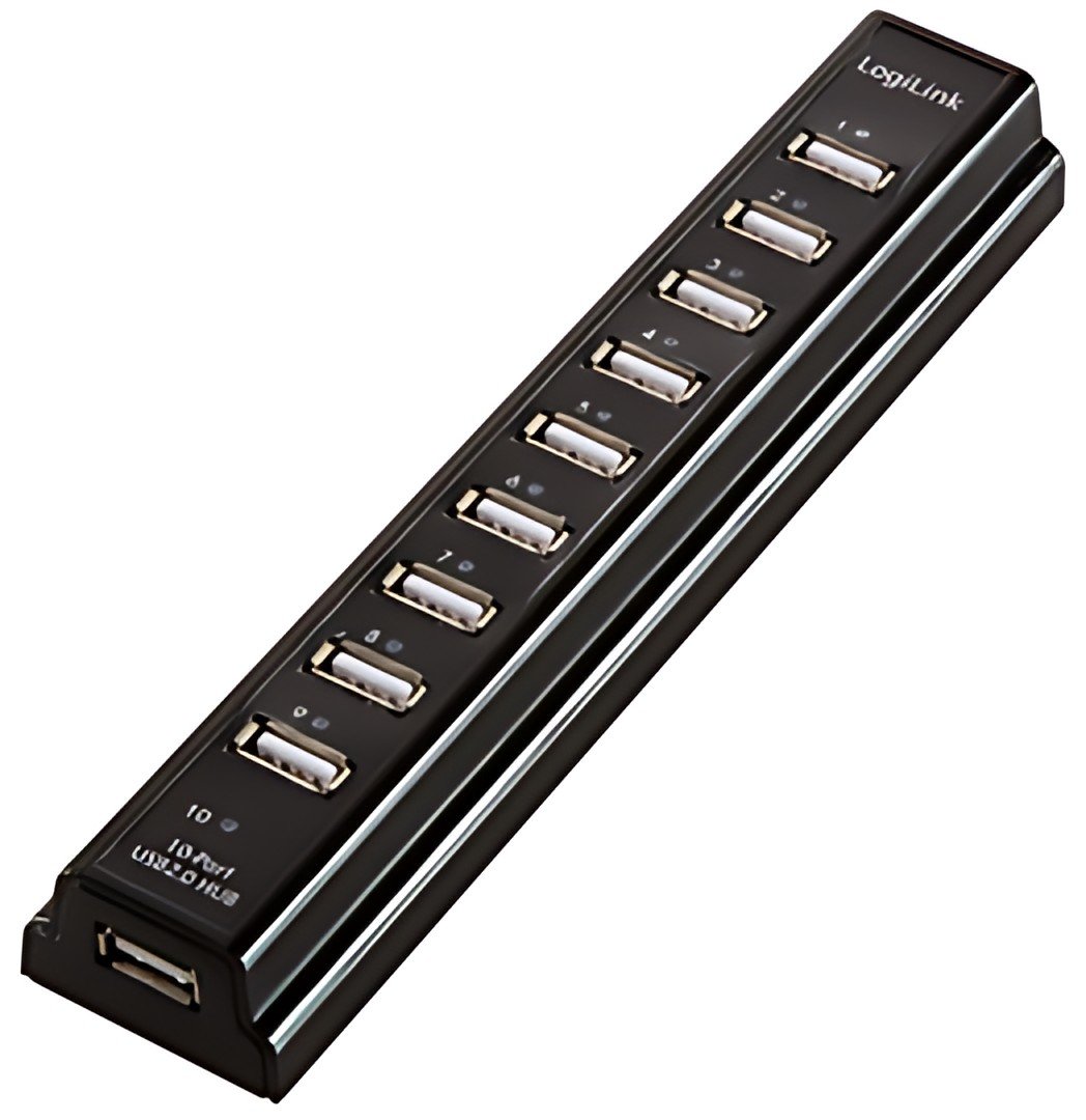LogiLink Hub USB 2.0 avec bloc d'alimentation, noir, 10