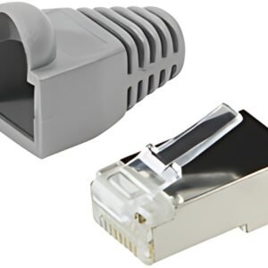 LogiLink Connecteur mâle RJ45, Cat.5e, gris, avec manchon de