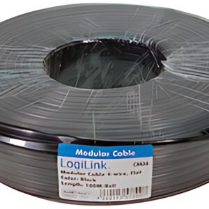 LogiLink Câble téléphonique, 100 m, 4 fils, plat, noir