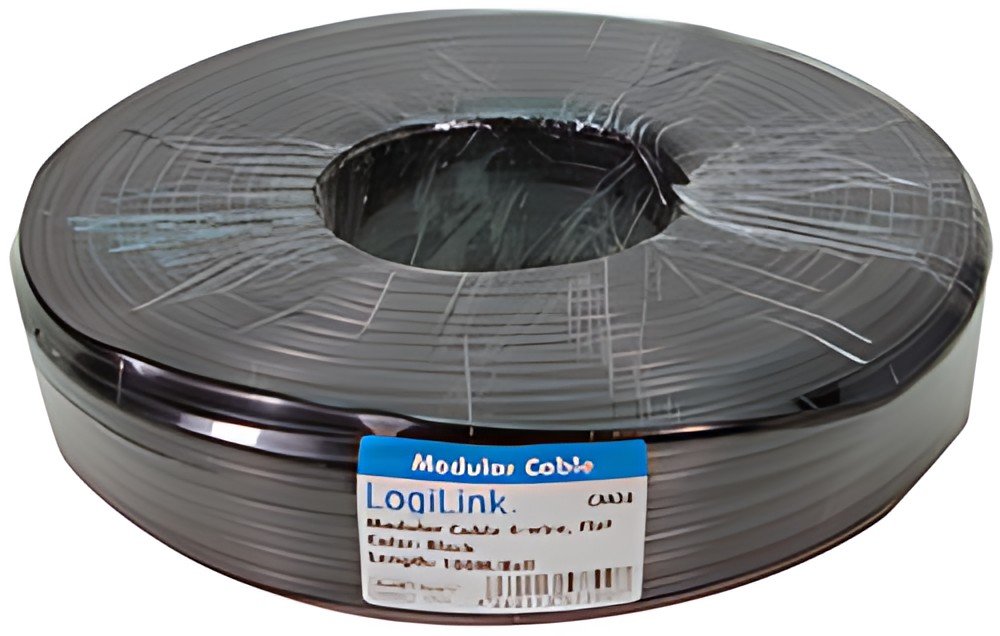 LogiLink Câble téléphonique, 100 m, 4 fils, plat, blanc