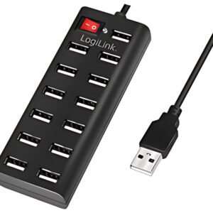 LogiLink Hub USB 2.0, 13 ports, avec interrupteur, noir