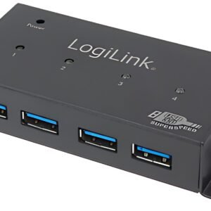 LogiLink Hub USB 3.0 pour un montage mural, 4 ports, boîtier