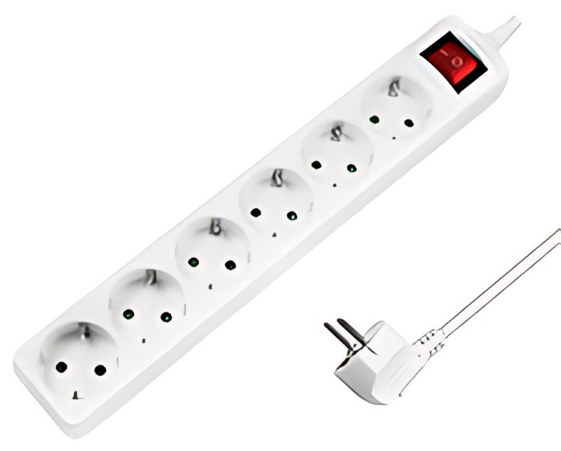 LogiLink Multiprise, 6 prises, avec interrupteur, blanc