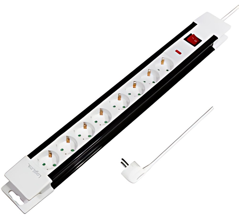 Multiprise LogiLink, 8 prises, avec interrupteur, blanc/noir
