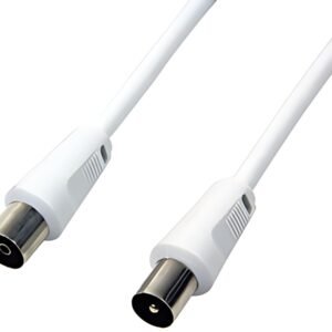 LogiLink Câble d'antenne, mâle - femelle, blanc, 2,5 m