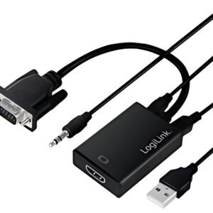 LogiLink Convertisseur VGA vers HDMI, 0,2 m, noir