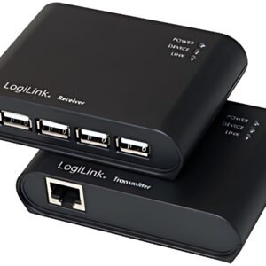 LogiLink Kit Extender USB 2.0, avec hub USB 4 ports