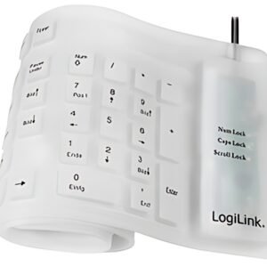 Clavier en silicone flexible LogiLink, filaire, blanc