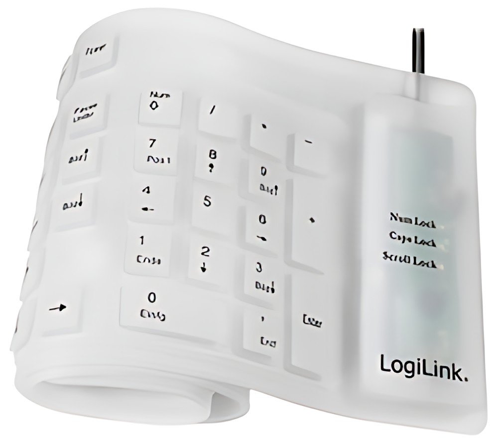 Clavier en silicone flexible LogiLink, filaire, blanc