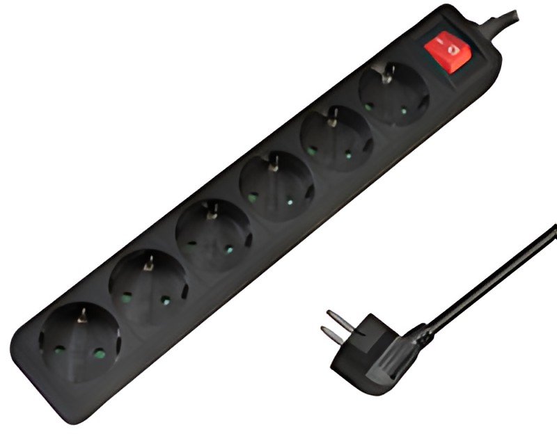 LogiLink Multiprise, 6 prises, avec interrupteur, noir
