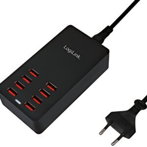 LogiLink Boîtier de chargement USB, 8 ports, 44 Watt, noir