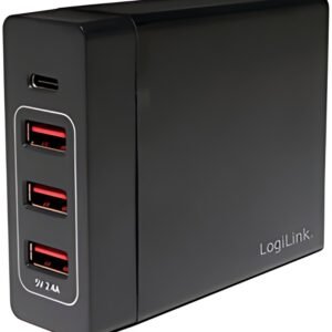 LogiLink Boîtier de chargement USB, 4 ports, 65 watt, noir