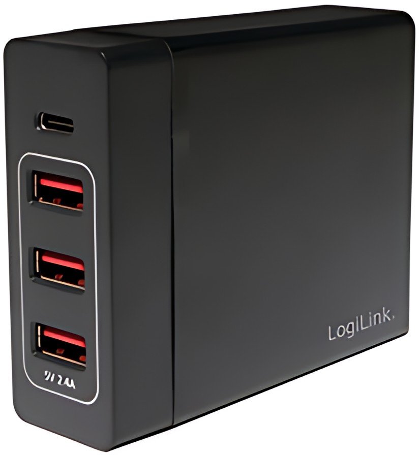 LogiLink Boîtier de chargement USB, 4 ports, 65 watt, noir