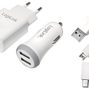 LogiLink Kit de chargeur USB, 2 pièces, chaucun 2x ports USB
