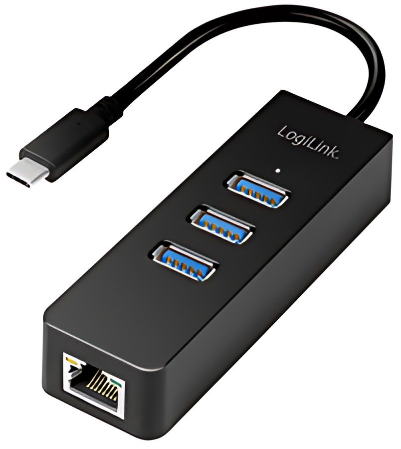 LogiLink Adaptateur USB 3.0 vers Gigabit, Hub USB 3 ports