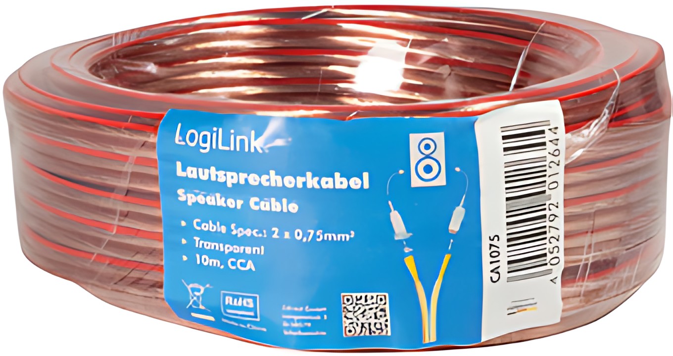 LogiLink Câble pour haut-parleurs, 2 x 1,5 mm2, 100 m