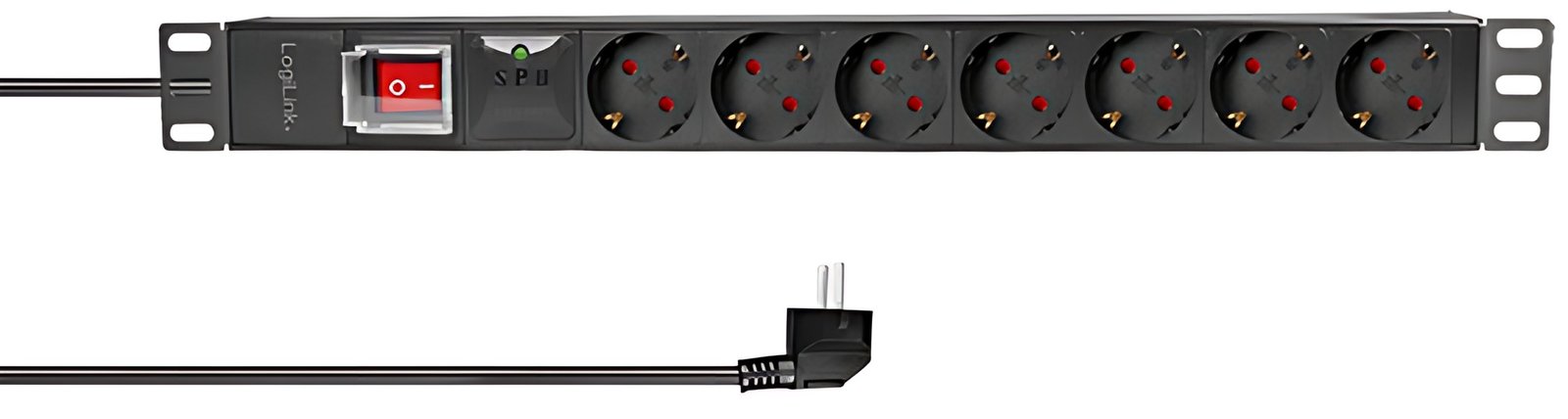 Multiprise LogiLink 19", 7 prises, avec interrupteur, noir