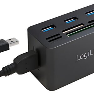 LogiLink Hub USB 3.0 avec lecteur de carte All-in-One, noir